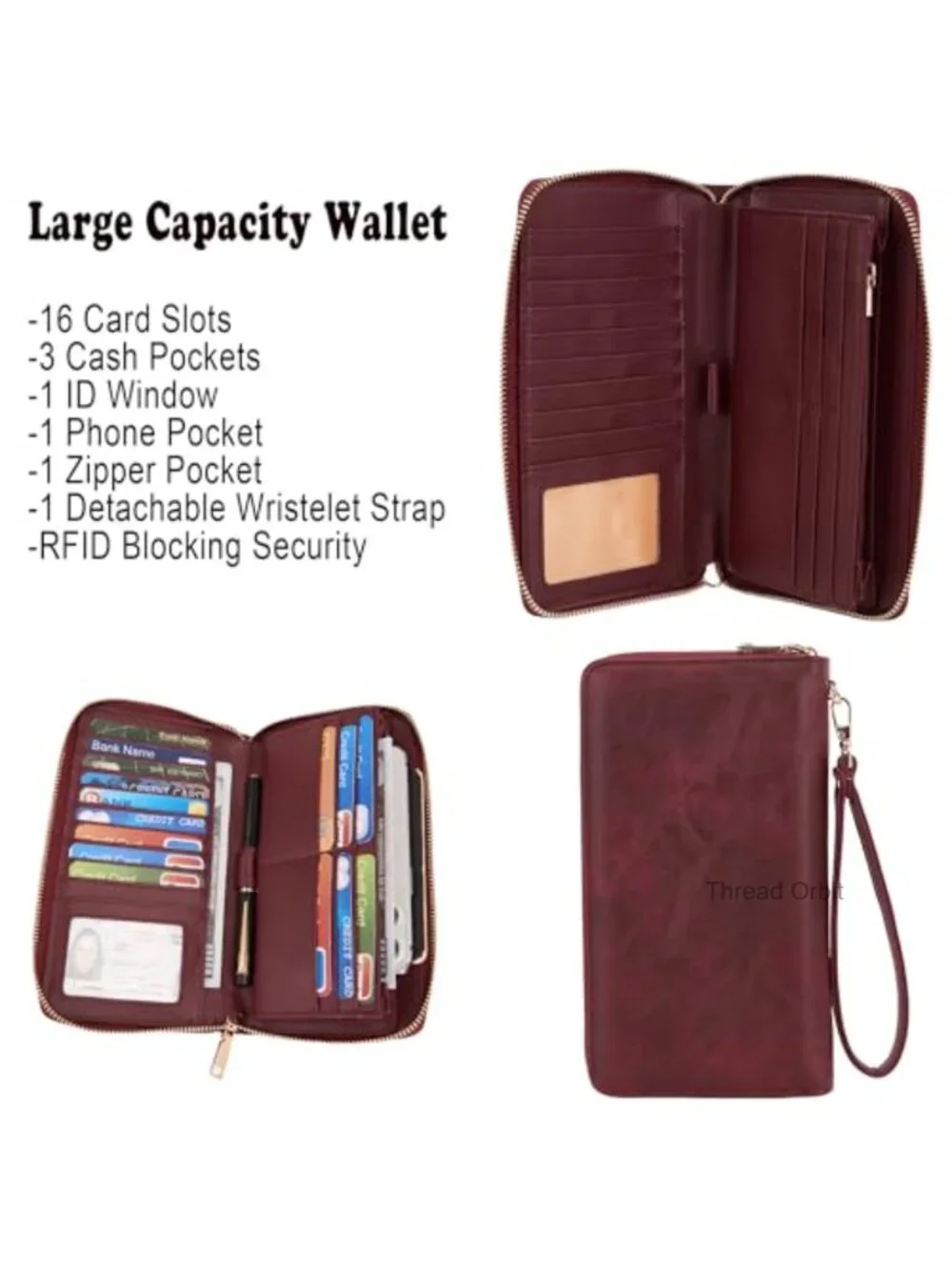 2pc Hobo Handbag & Wallet Set Faux Leather Tote Shoulder Bag